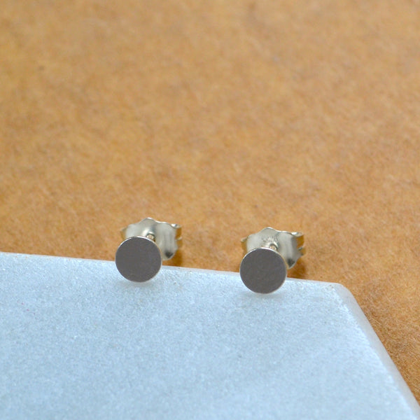 coin stud earrings 4mm simple circle post earring basic studs nickel free earrings silver