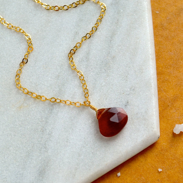 eclipse red necklace handmade andalusite necklace red gemstone jewelry gold fill sustainable jewelry