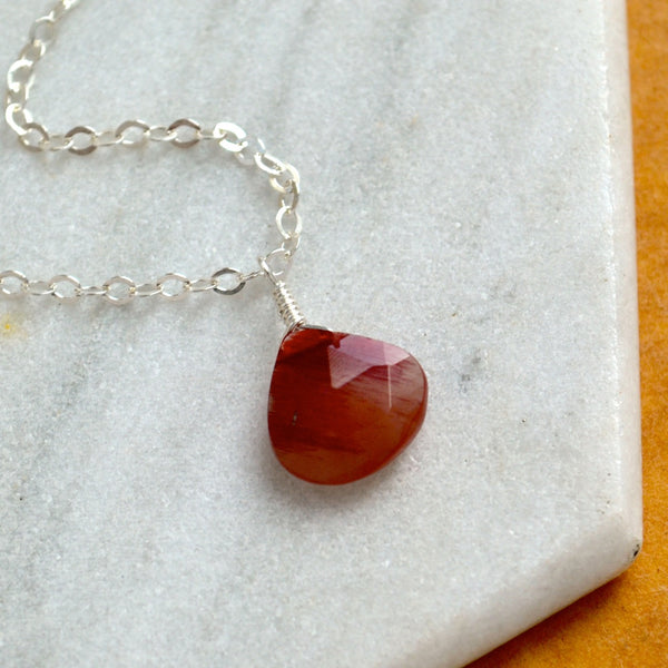 eclipse red necklace handmade andalusite necklace red gemstone jewelry silver sustainable jewelry