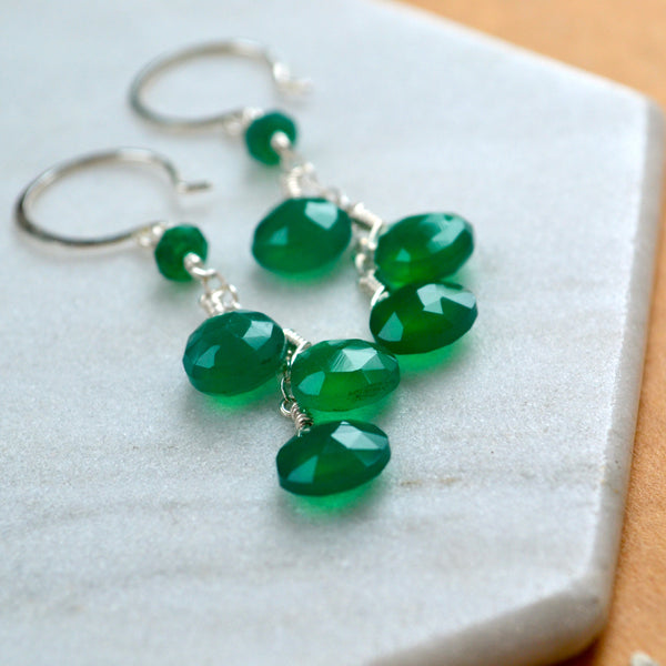 evergreen earrings green onyx gemstone earring dangles kelly green long earrings sterling silver