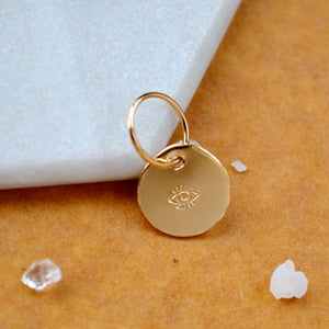 Evil eye charm pendant with eye of protection image gold fill