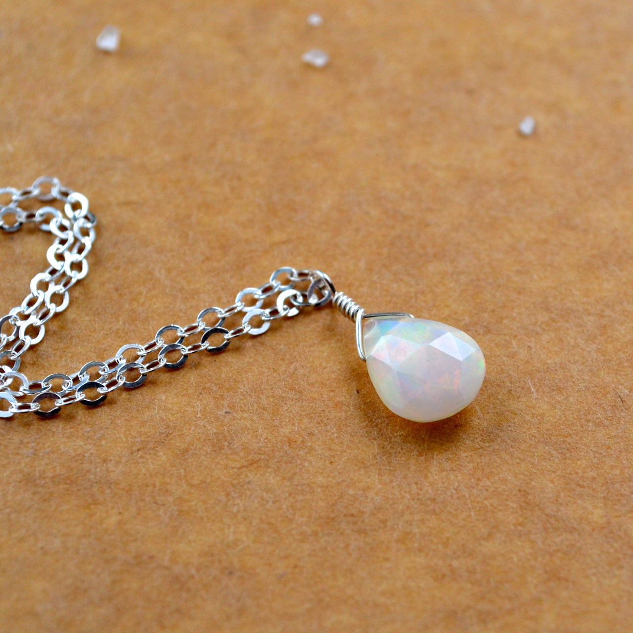 Fire Within Necklace opal necklace fiery opal gemstone solitaire Foamy Wader
