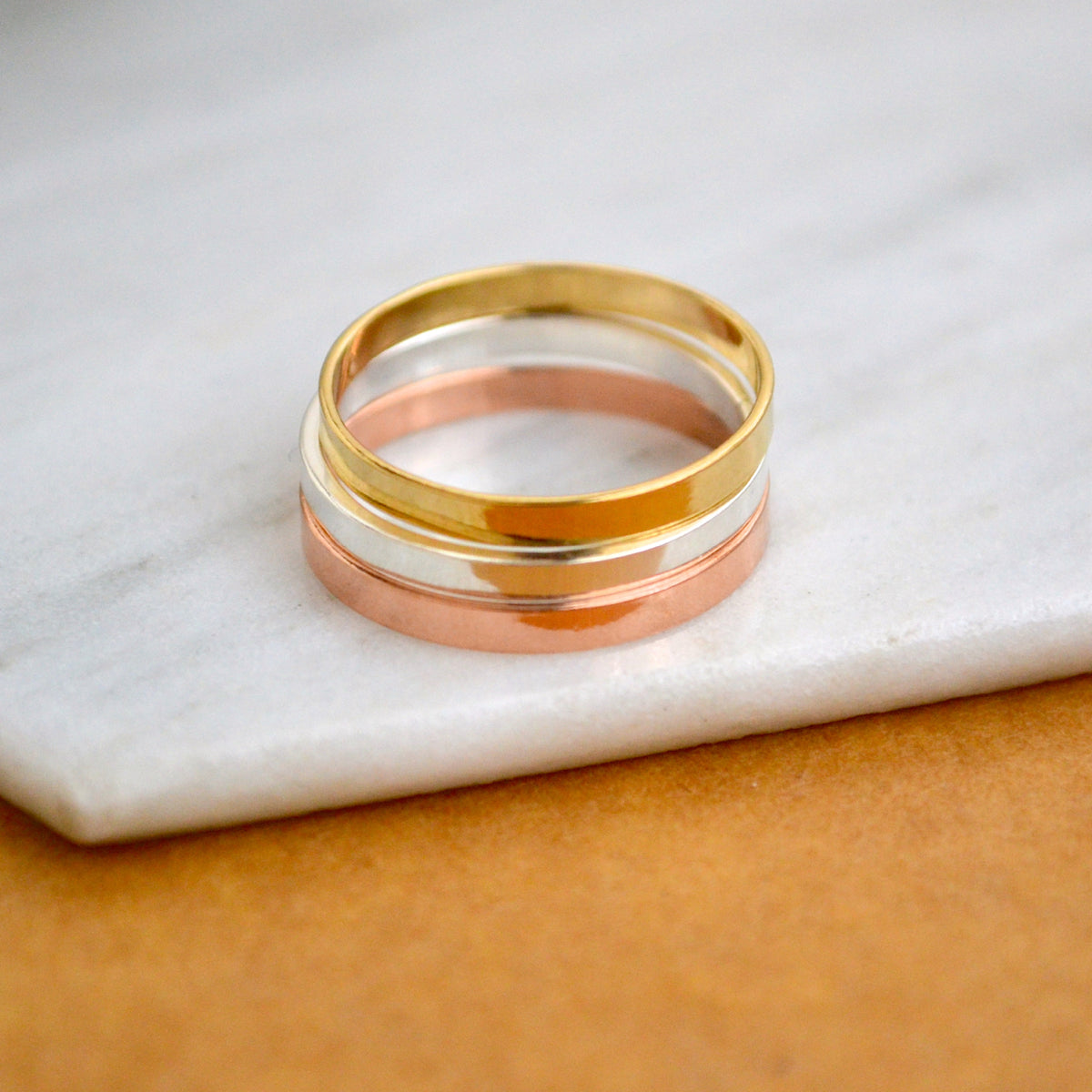 Simplicity Ring - classic 2mm flat band stacking ring // 4 metals ...