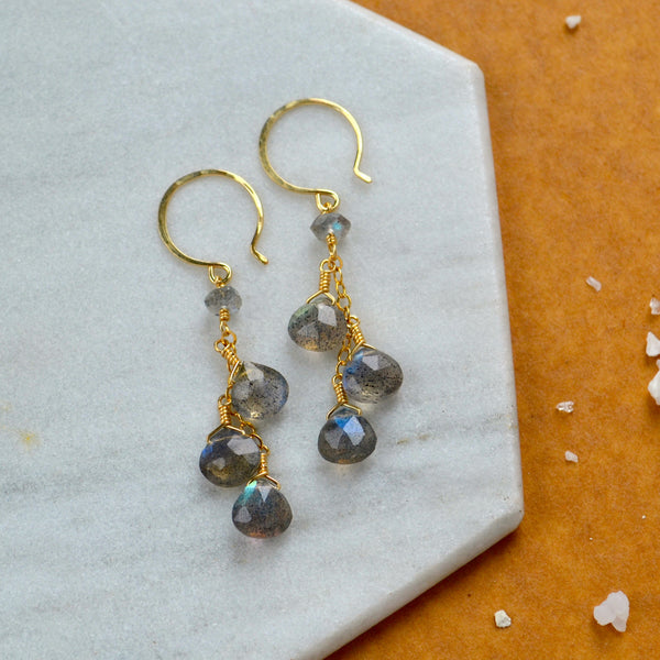 grey skies earrings labradorite gemstone earring dangles long earrings handmade grey blue ear ring gold filled