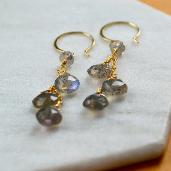 grey skies earrings labradorite gemstone earring dangles long earrings handmade grey blue ear ring 14K gold filled