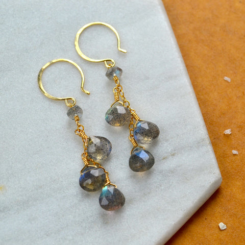 grey skies earrings labradorite gemstone earring dangles long earrings handmade grey blue ear ring gold
