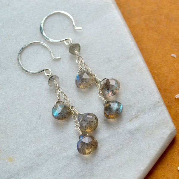 grey skies earrings labradorite gemstone earring dangles long earrings handmade grey blue ear ring silver