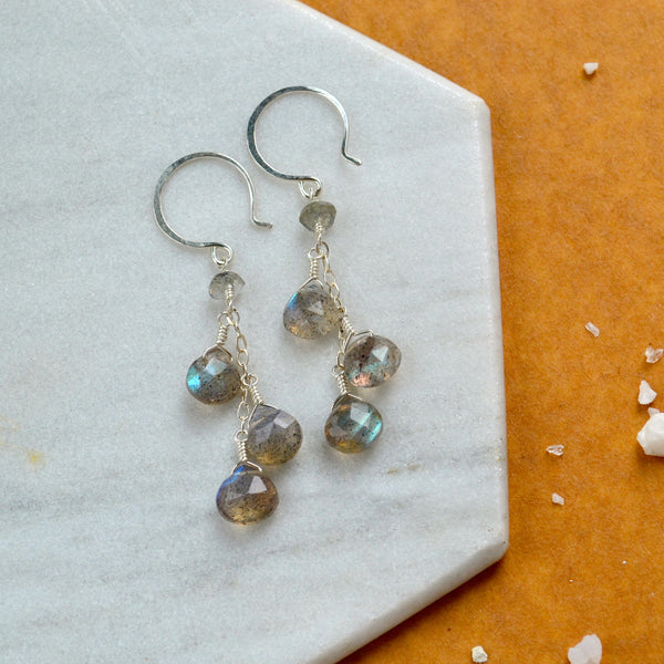 grey skies earrings labradorite gemstone earring dangles long earrings handmade grey blue ear ring sterling silver
