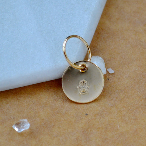 Hamsa Hand charm pendant with protection hand image gold fill