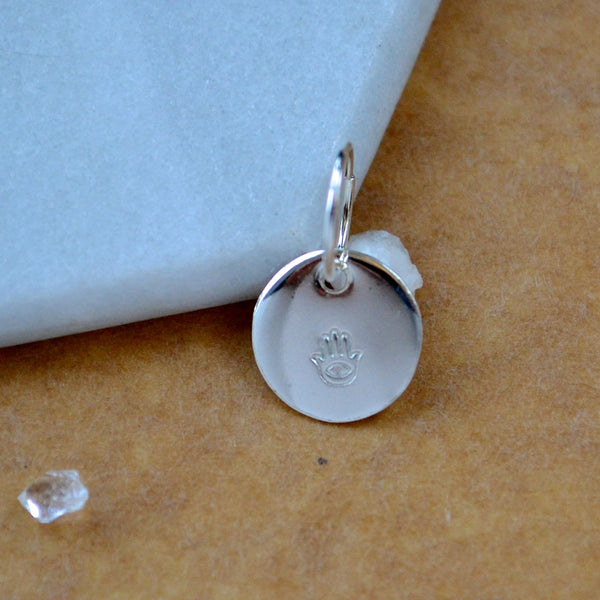 Hamsa Hand charm pendant with protection hand image silver