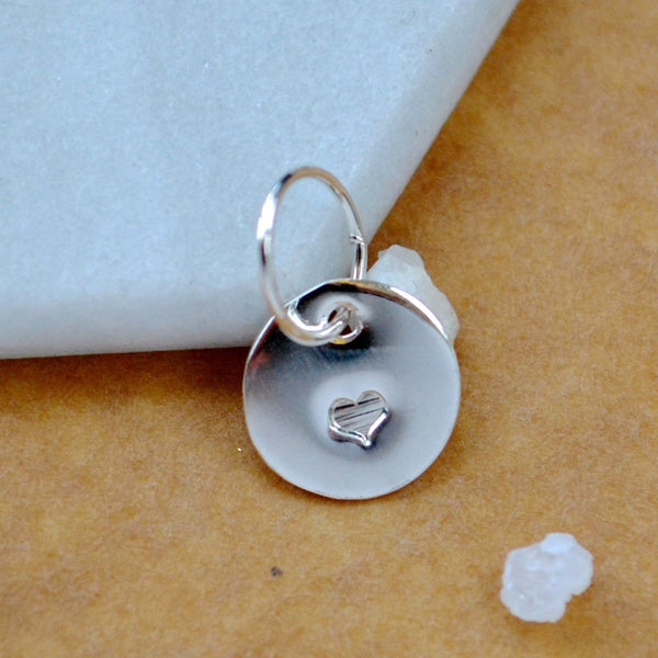 Heart Charm Pendant simple heart jewelry extra charm with heart image silver heart charm handmade