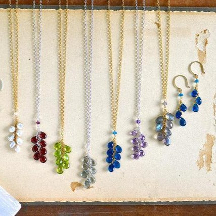 Tendrils Necklace collection gemstone dangle necklace dangling gem earrings