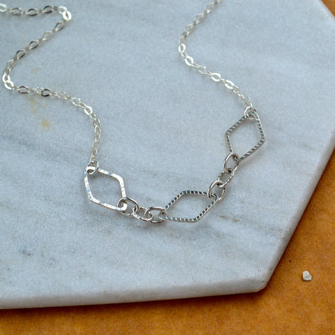 inlet necklace silver diamond link chain necklace handmade silver minimalist necklace sustainable jewelry