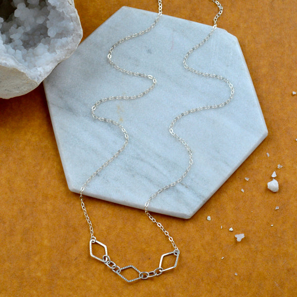 inlet necklace silver diamond link chain necklace handmade silver minimalist necklace sustainable jewelry