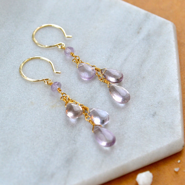 lilac blooms earrings handmade jewelry gemstone earring ametrine dangle earrings gold sustainable jewelry handmade
