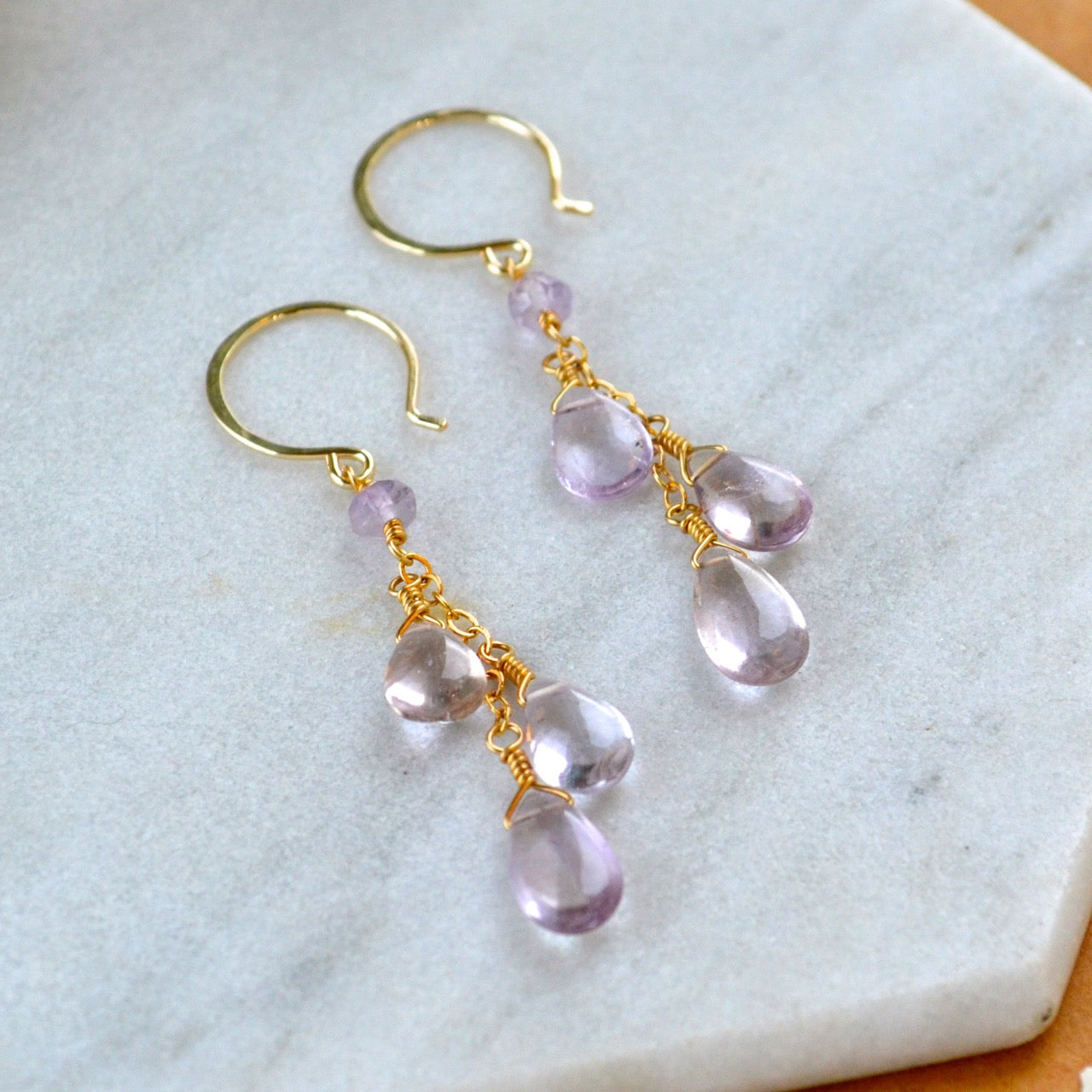 lilac blooms earrings handmade jewelry gemstone earring ametrine dangle earrings gold sustainable jewelry
