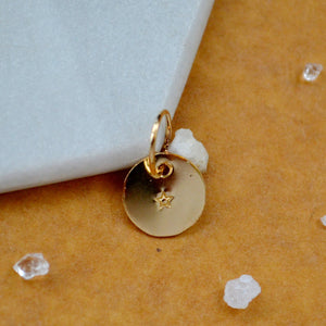 Tiny Star charm pendant with five pointed star image gold fill