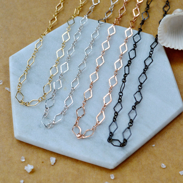 maldives necklace custom chain necklaces dainty black chain necklace hammered diamond link chain handmade necklace rose gold black sterling silver jewelry chains