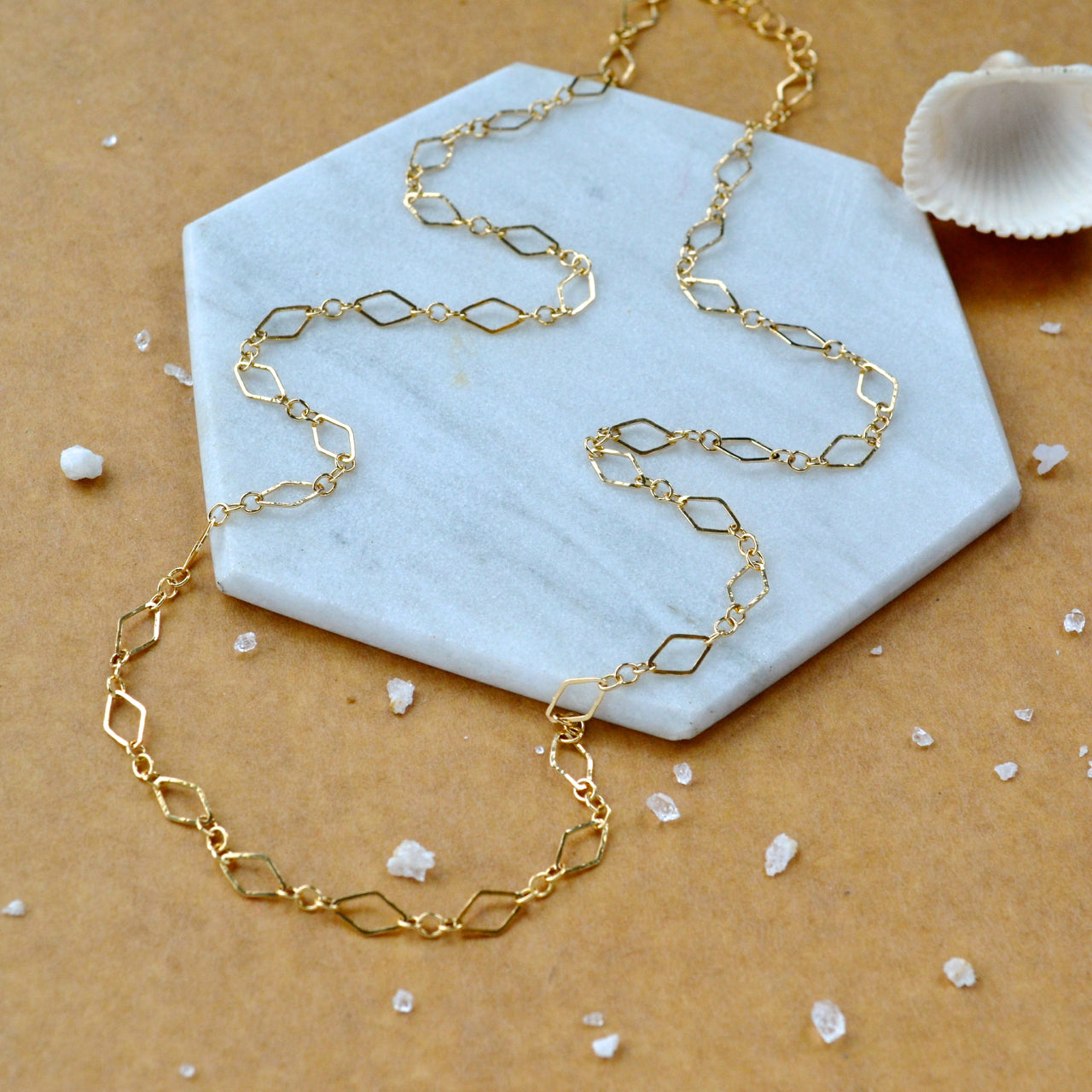 Maldives Necklace handmade delicate geometric diamond chain necklace Foamy Wader