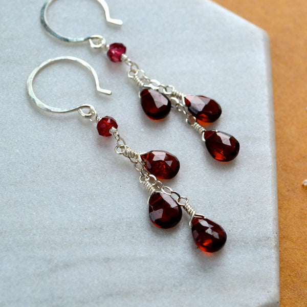 minoan gemstone earrings garnet earring dangles long red garnet earrings silver garnet earrings