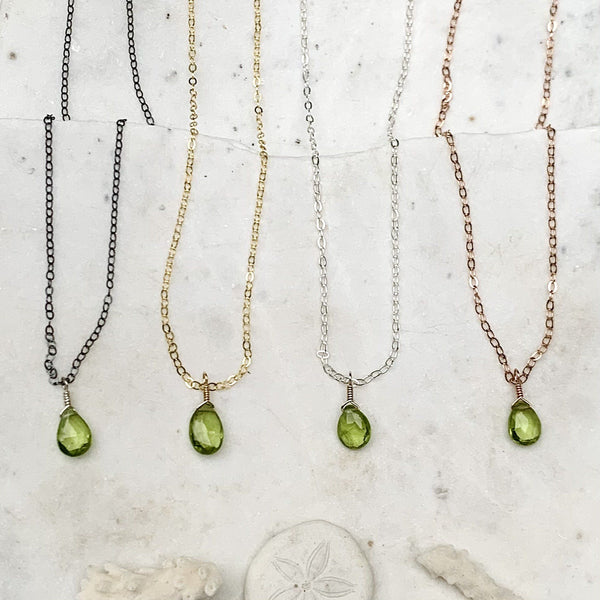 Pomme Necklace: Apple Green Peridot Necklace Gemstone Pendant Sustainable Jewelry oxidized silver rose gold filled Necklace Handmade Gemstone Necklace with Stone