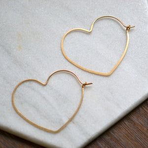 shining heart hoops open heart hoop earrings hoops handmade earrings gold filled heart shaped hoops