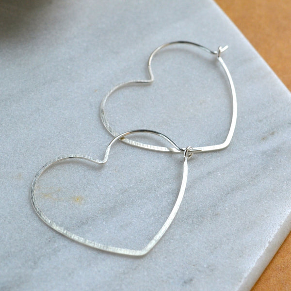 shining heart hoops open heart hoop earrings hoops handmade earrings sterling silver heart shaped hoops