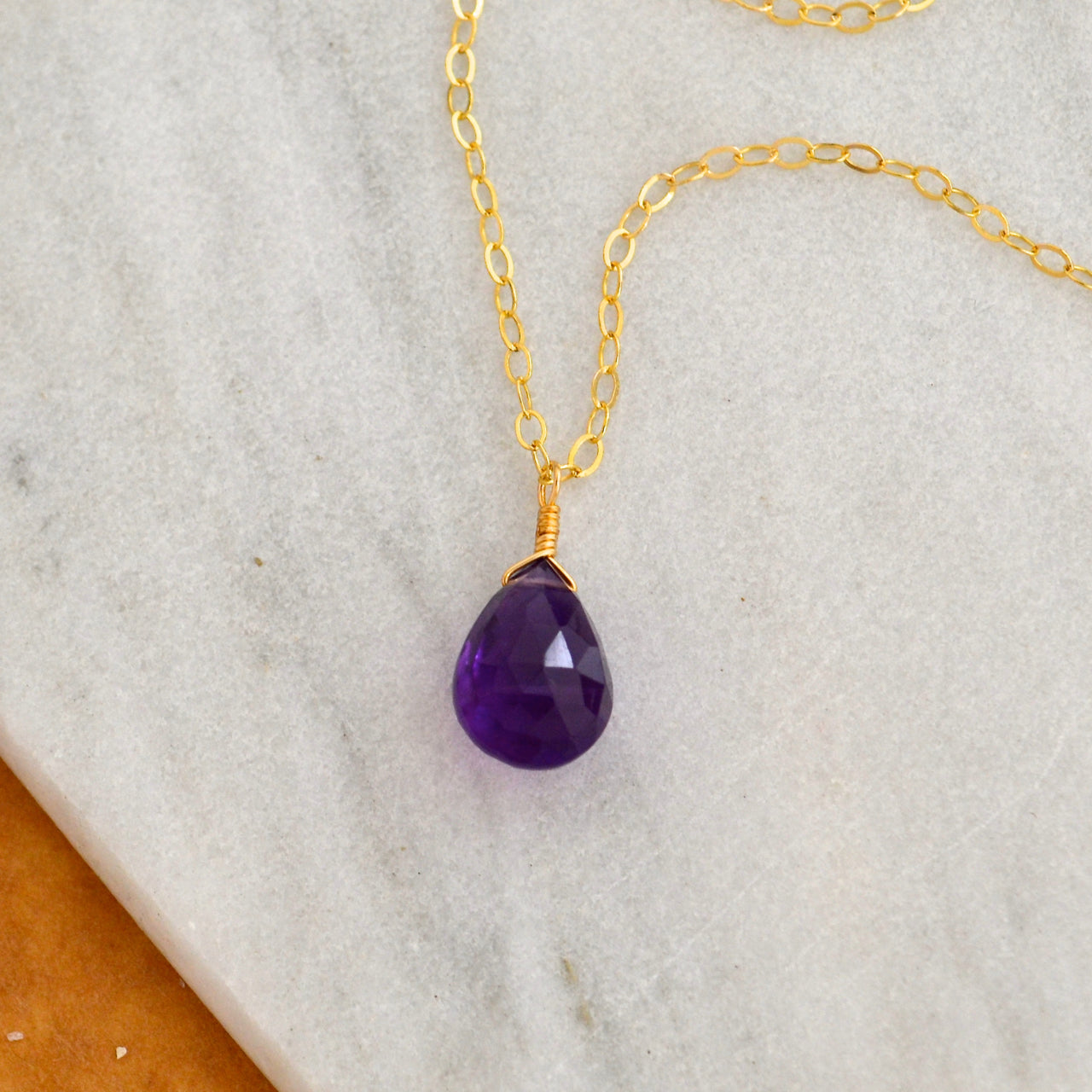 Passiflora Necklace: Dark Purple Amethyst Necklace Gemstone Pendant Sustainable Jewelry Gold filled Necklace Handmade Gemstone Necklace with Stone