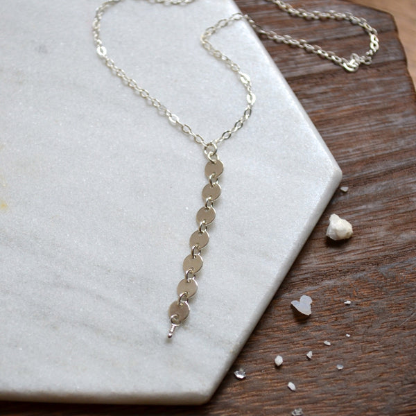 pieces_of_eight_necklace_y_necklaces_coin_dangle_chain_necklace_custom_chains_silver_sustainable_jewelry