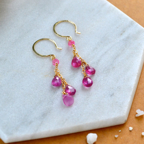 ripened earrings handmade sapphire earrings pink sapphire gemstone earring dangle gold