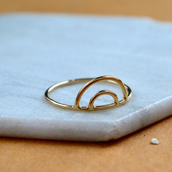 Ripples RING delicate double arch ring simple stacking rings rainbow stacker ring arch stack rings waterproof rings stacker ring U shaped handmade rings nickel free jewelry sustainable gold rings