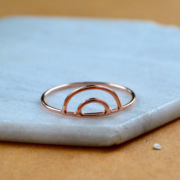 Ripples RING delicate double arch ring simple stacking rings rainbow stacker ring arch stack rings waterproof rings stacker ring U shaped handmade rings nickel free jewelry sustainable rose gold rings