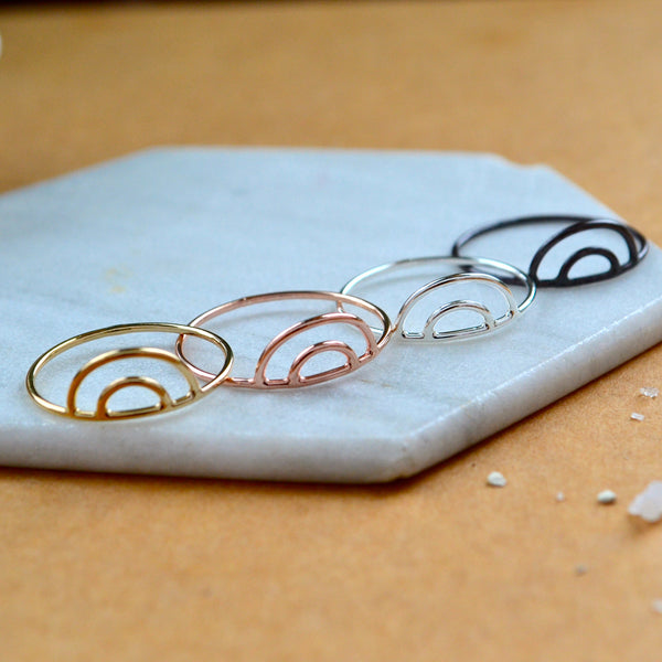 Ripples RING delicate double arch ring simple stacking rings rainbow stacker ring arch stack rings waterproof rings stacker ring U shaped handmade rings nickel free jewelry sustainable rose gold black silver rings