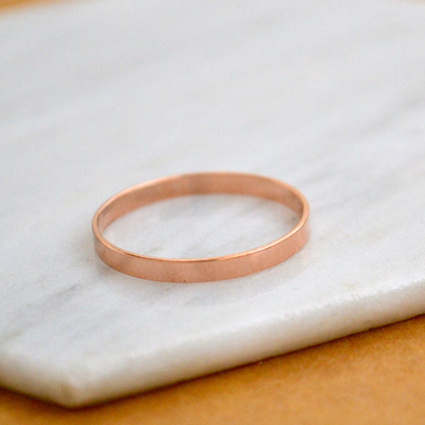rose gold filled SIMPLICITY BAND RING delicate classic band ring simple stacking rings 2mm wide stack ring water proof