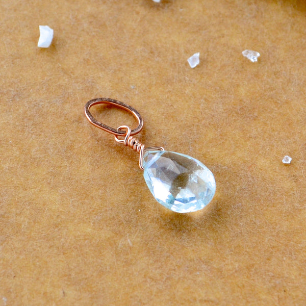 Safe at Sea Aquamarine gemstone pendant necklace gemstone charm for charm bracelet necklace for charms for necklaces rose gold pale baby blue gem pendant