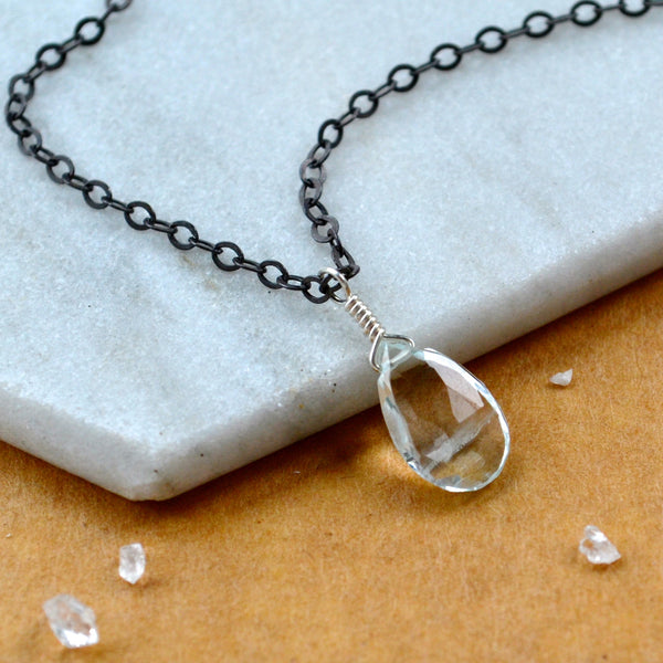 Safe at Sea Necklace - aquamarine necklace gemstone solitaire