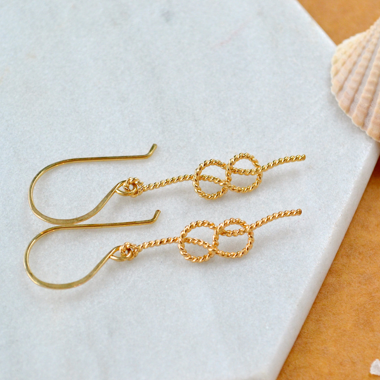 Sailor's Knot Dangle Earrings - nautical rope infinity knot earrings –  Foamy Wader, image size:1280x1280