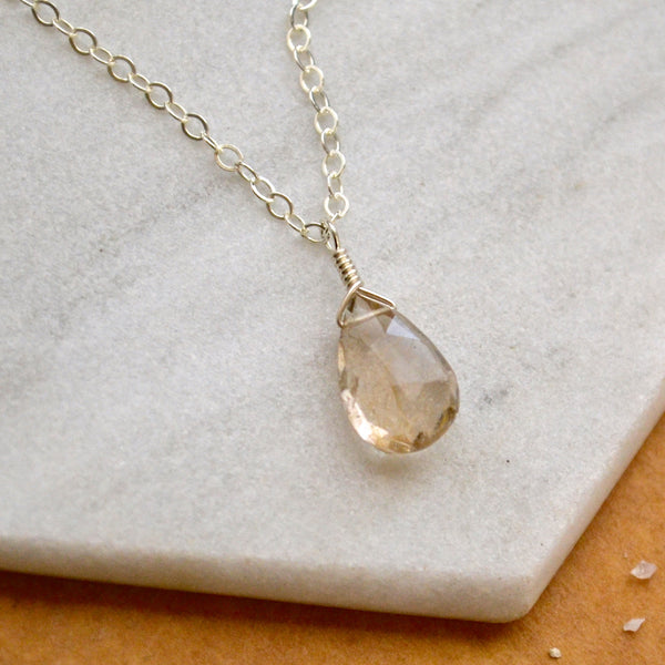 Shimmer Necklace: Gold Rutilated Quartz Necklaces Gemstone Pendant Sustainable Jewelry silver Necklace Handmade Gemstone Necklace with Stone
