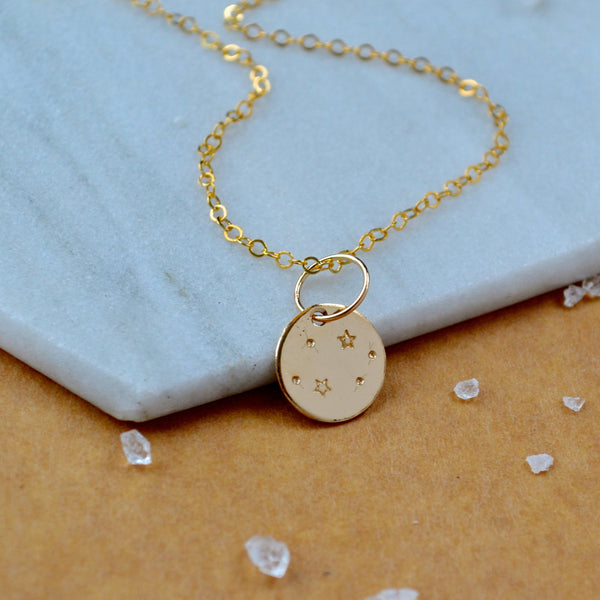 Starry Sky charm pendant with small stars and cosmic night scene gold filled stars charms