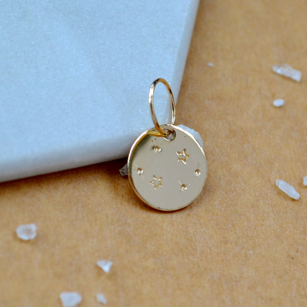 Starry Sky charm pendant with small stars and cosmic night scene gold stars charm