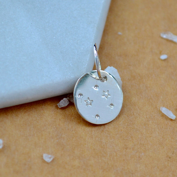 Starry Sky charm pendant with small stars and cosmic night scene silver stars charm