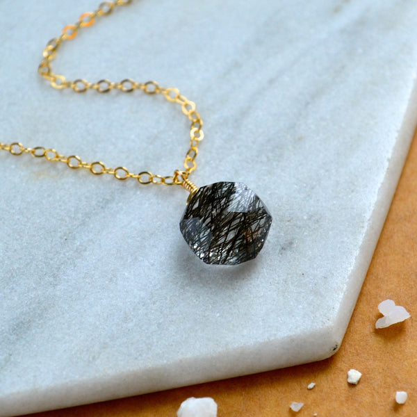 wayfinder necklace handmade gemstone necklace black stone simple gem necklace gold filled sustainable jewelry