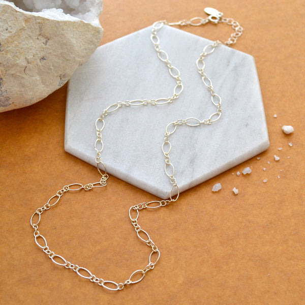 Island Custom Chain Necklace - oval long and short layering chain necklace - Foamy Wader
