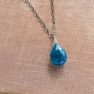 Lagoon Necklace - Electric Blue Apatite Necklace Neon Blue Necklace Neon Blue Apatite Necklace Handmade Gemstone Necklace