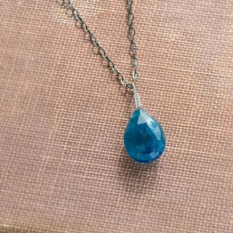 Lagoon Necklace - Electric Blue Apatite Necklace Neon Blue Necklace Neon Blue Apatite Necklace Handmade Gemstone Necklace