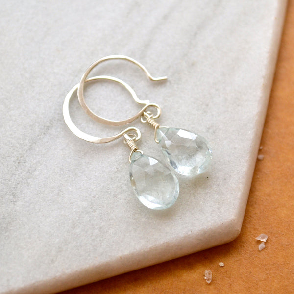Safe at Sea Earrings - aquamarine earrings gemstone drops - Foamy Wader