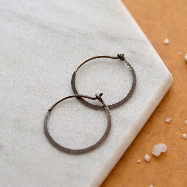 Simplicity Hoop Earrings - small round flat matte classic hoop earrings - Foamy Wader