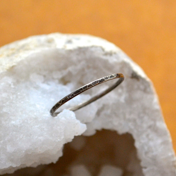 Shimmer Ring - minimalist handmade hammered stacking ring, sustainable jewelry - Foamy Wader
