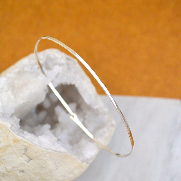 Shimmer Bangle Bracelet - thin 1mm hammered bangle stacking bracelet - Foamy Wader