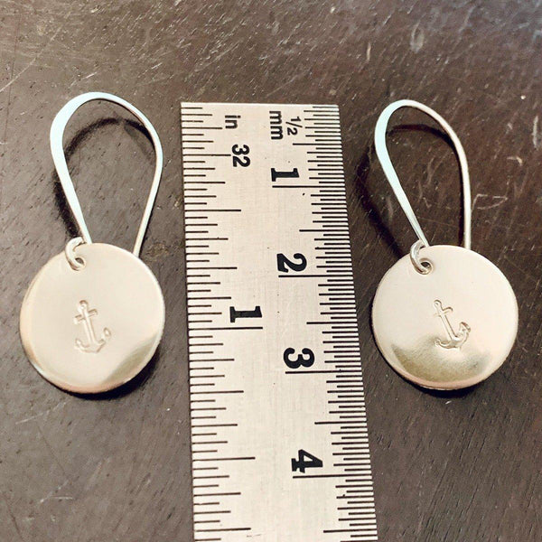 Anchor Earrings - handmade nautical anchor charm earrings in precious metals - Foamy Wader